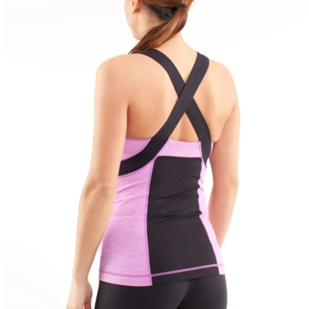Lululemon Push Your Limits Tank Heathered Ultra Violet / Black Size 8 - Picture 2 of 5